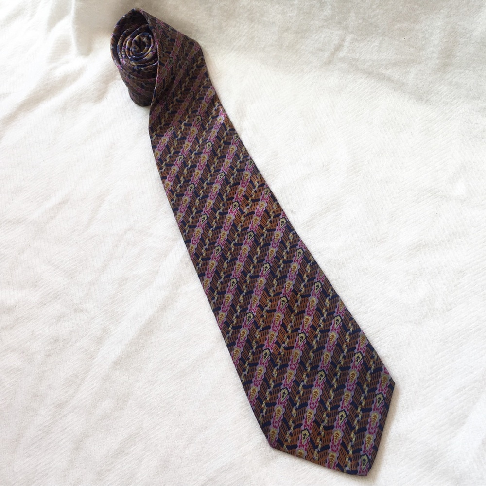 [BRIONI] 100% Silk Abstract Pattern Tie Italy 59"